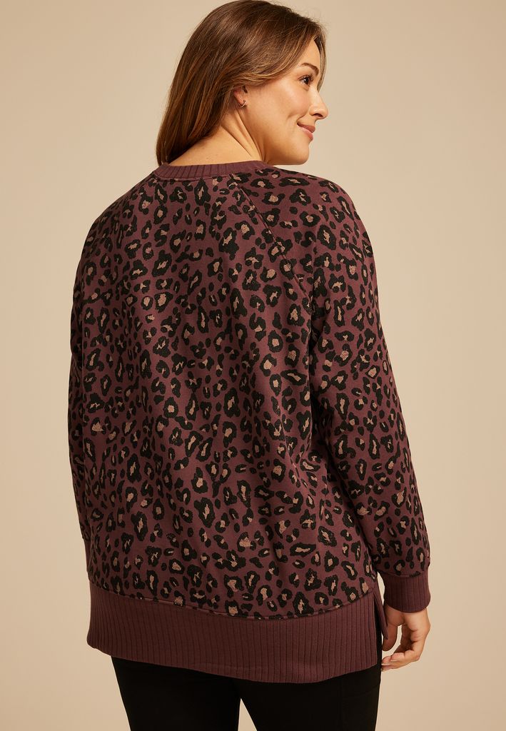Plus Size Willowsoft Leopard Tunic Sweatshirt - Image 2