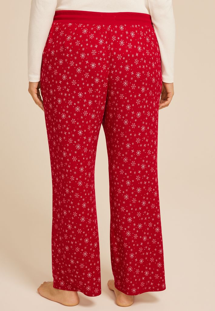 Plus Size Hacci Snowflake Wide Leg Pajama Pants - Image 2
