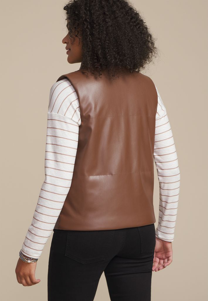 Faux Leather Quilted Vest - Image 2