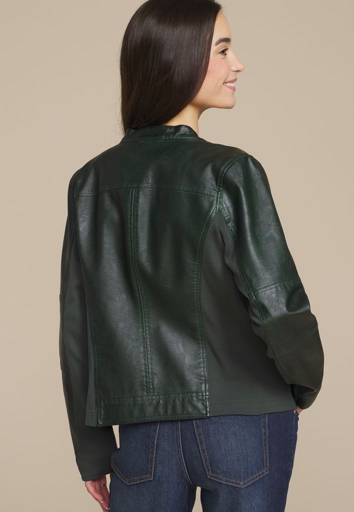 Faux Leather Trucker Jacket - Image 2