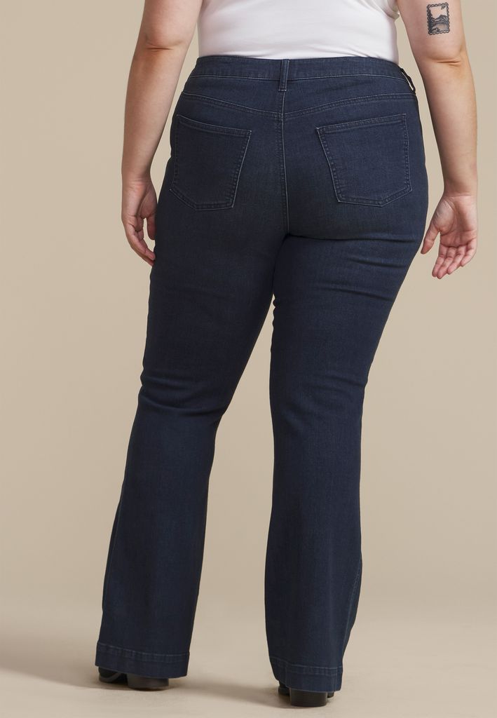 Plus Size Dark High Rise Seamed Flare Jean - Image 2