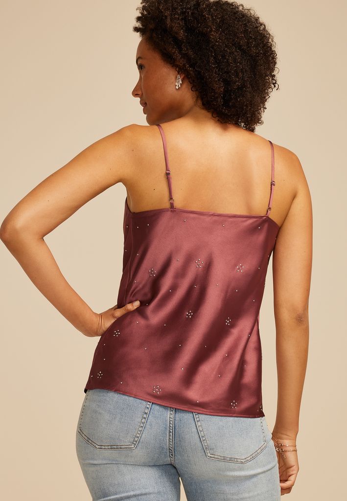 Embellished Satin Cowl Neck Cami - Image 2