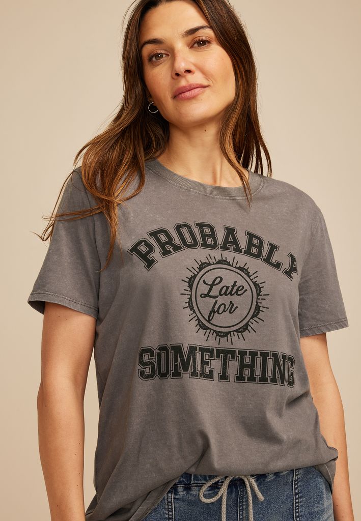 Probably Late For Something Oversized Fit Graphic Tee