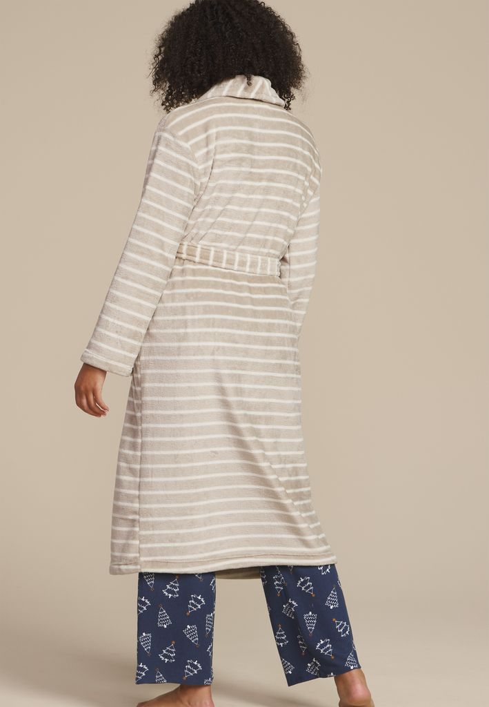 Striped Plush Long Robe - Image 2