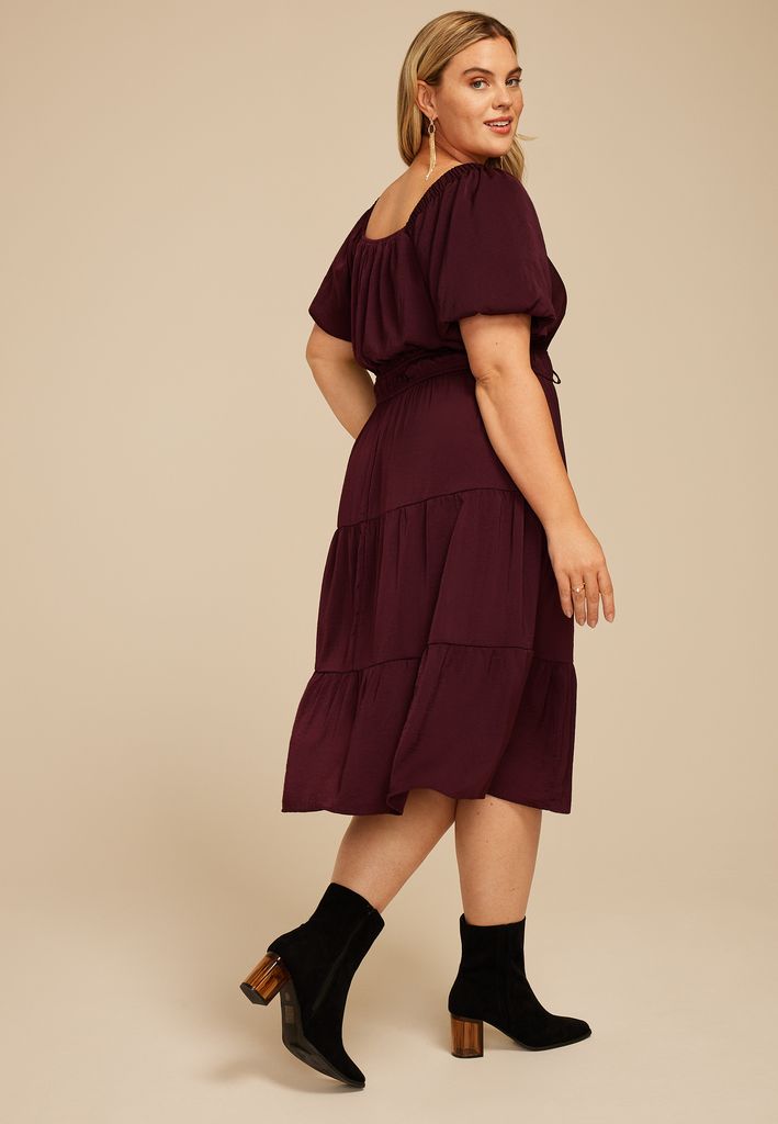 Plus Size Tiered Tunnel Waist Midi Dress - Image 2