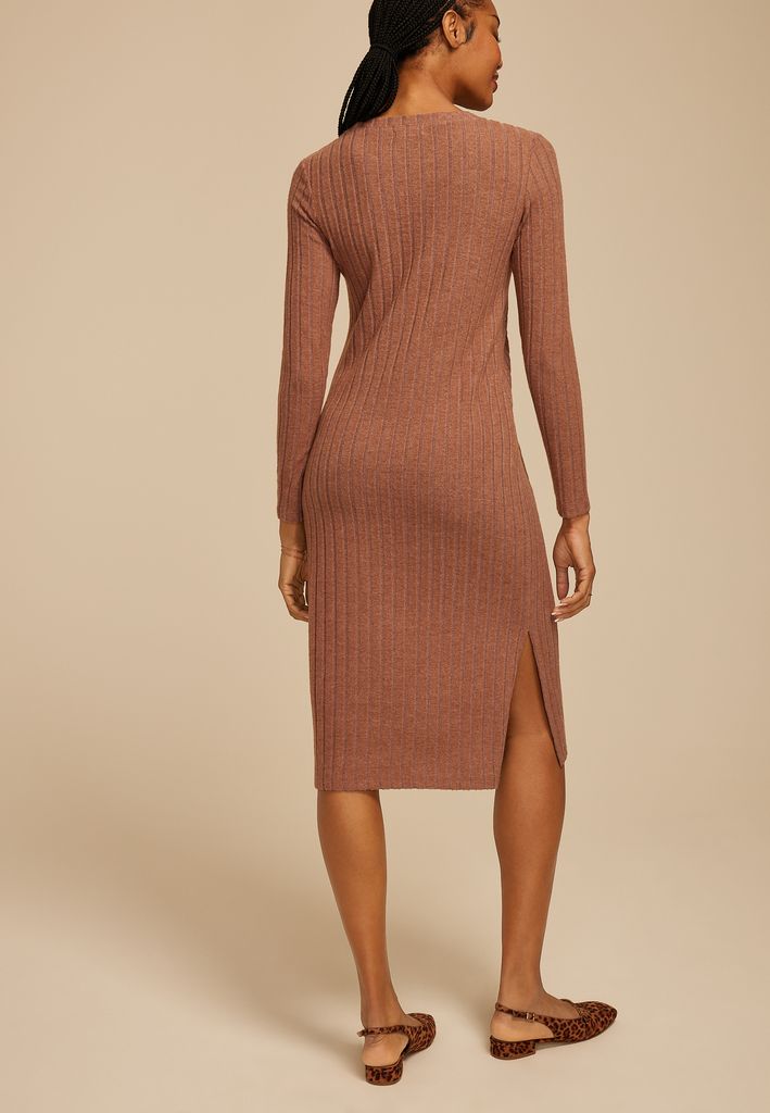 24/7 Ribbed Long Sleeve Midi Dress - Image 2