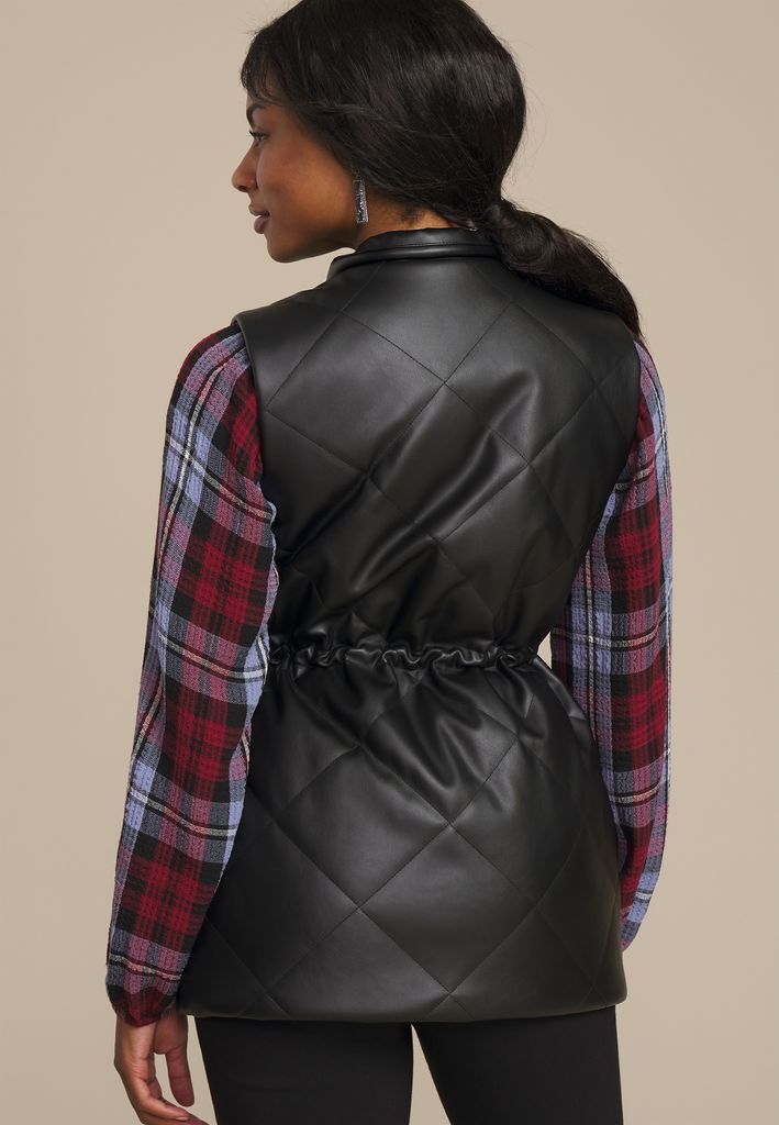 Faux Leather Quilted Vest - Image 2