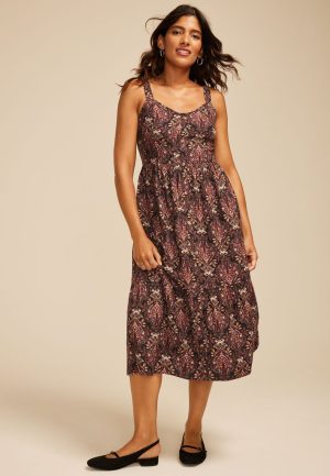 Bare Sweetheart Button Front Midi Dress