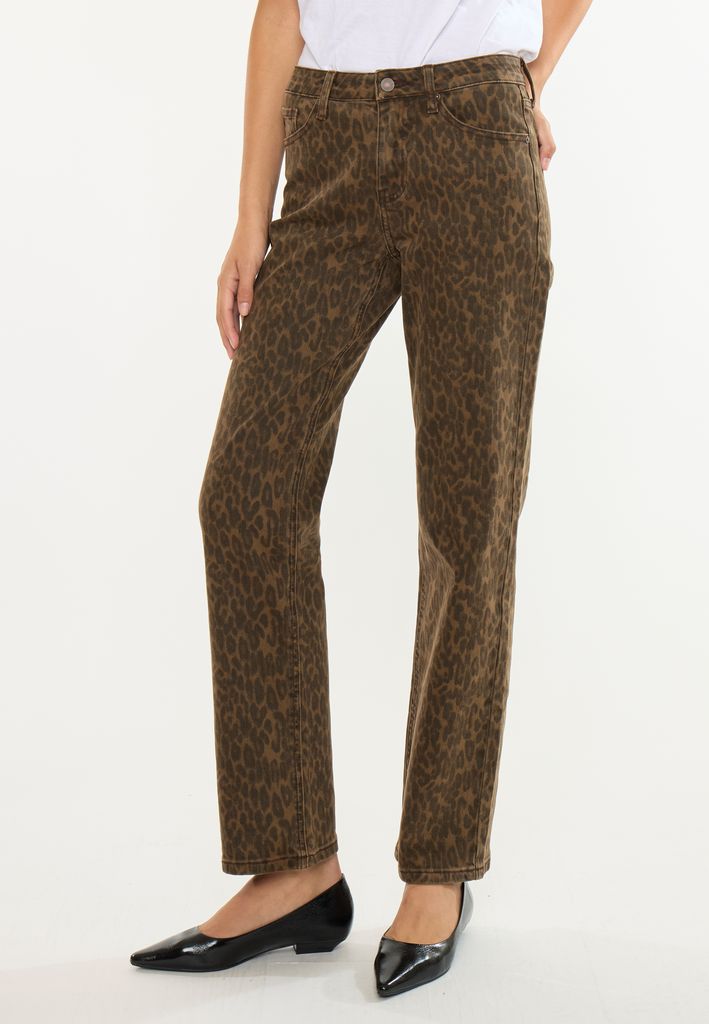KanCan™ High Rise Leopard Print Straight Jean