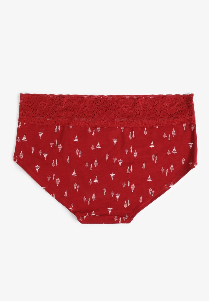 Simply Comfy Cotton Festive Tree Print Boybrief Panty - Image 2