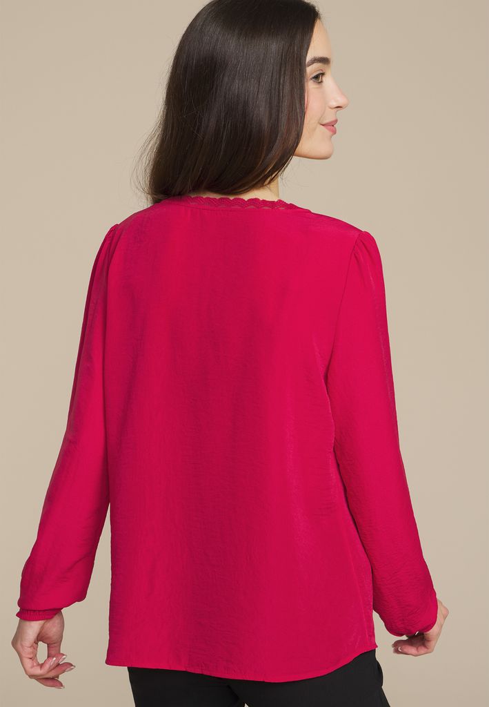 V Neck Lace Button Front Blouse - Image 2