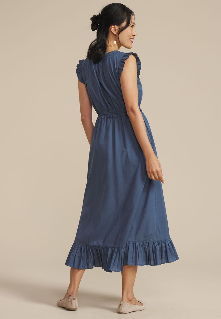 Ruffle Trim Scoop Neck Midi Dress - Image 2
