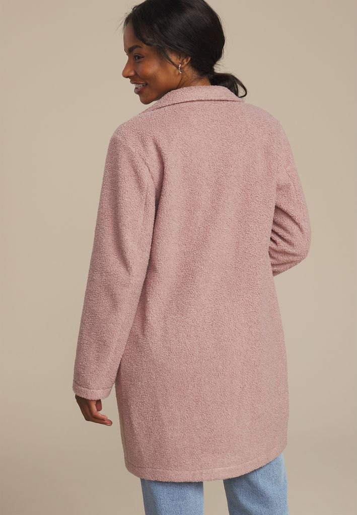 Curly Sherpa Single Button Dress Coat - Image 2