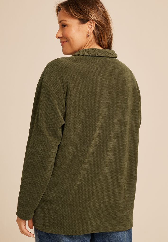 Plus Size Cozy Textured Shacket - Image 2