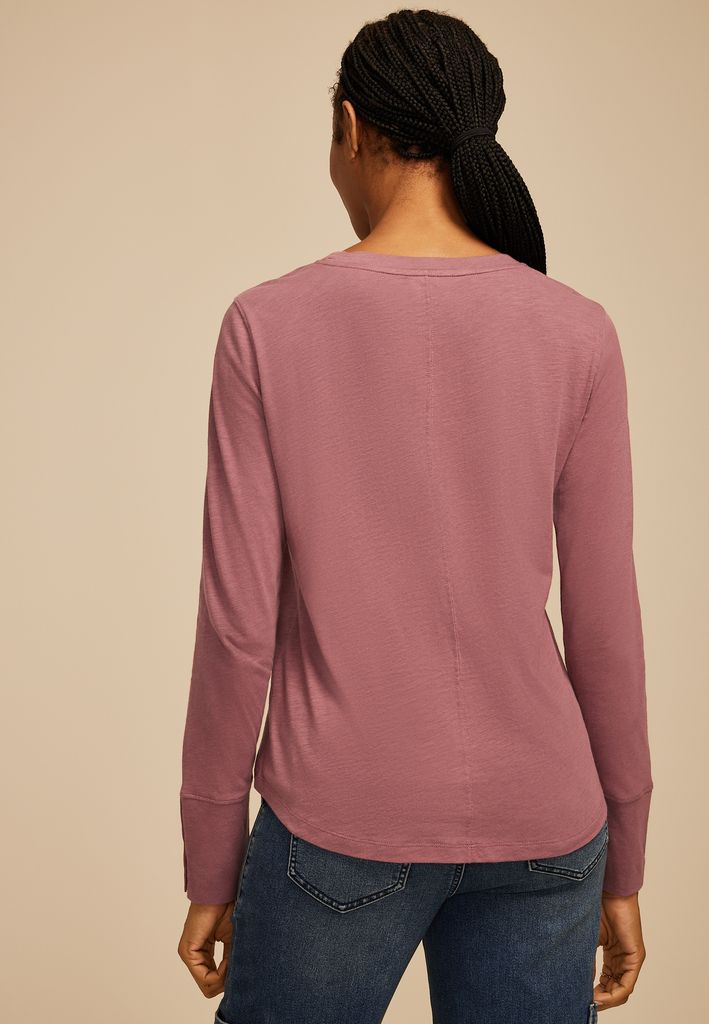 Solid Long Sleeve Snap Button Cuff Top - Image 2