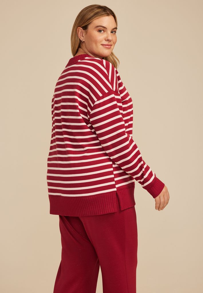 Plus Size Willowsoft Striped Relaxed Fit Sweatshirt - Image 2