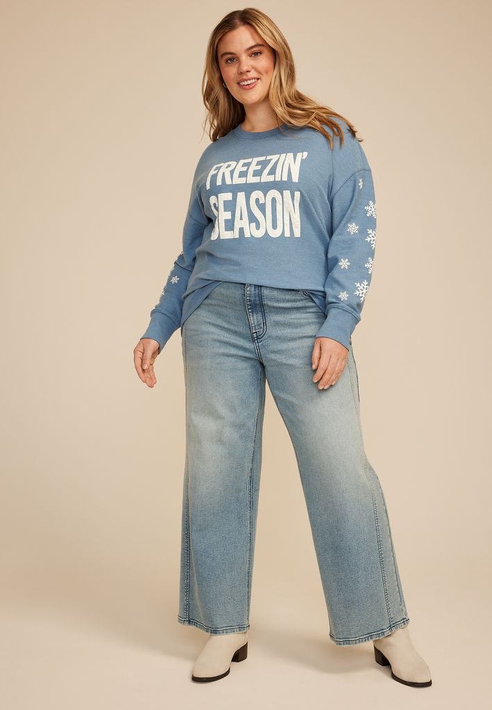 Plus Size Freezin Season Relaxed Fit Sweatshirt