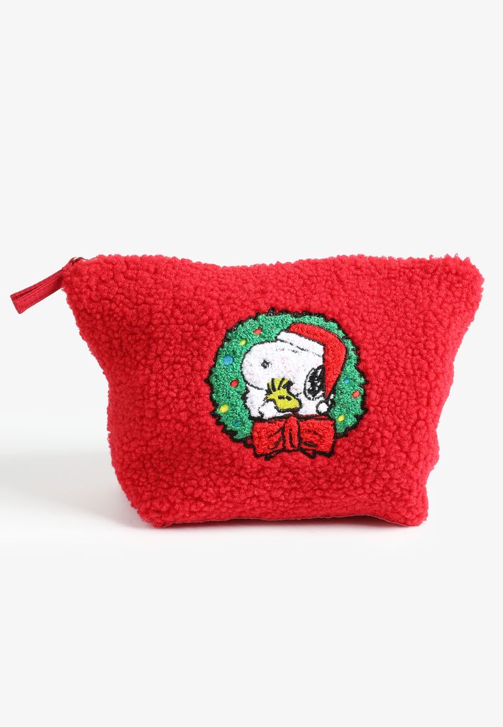 Sherpa Snoopy Holiday Cosmetic Bag
