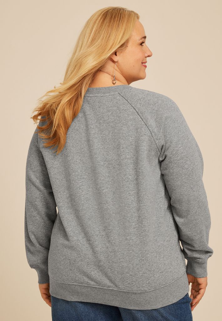 Plus Size Studio Y Heathered Gray Shimmer Tunic Sweatshirt - Image 2