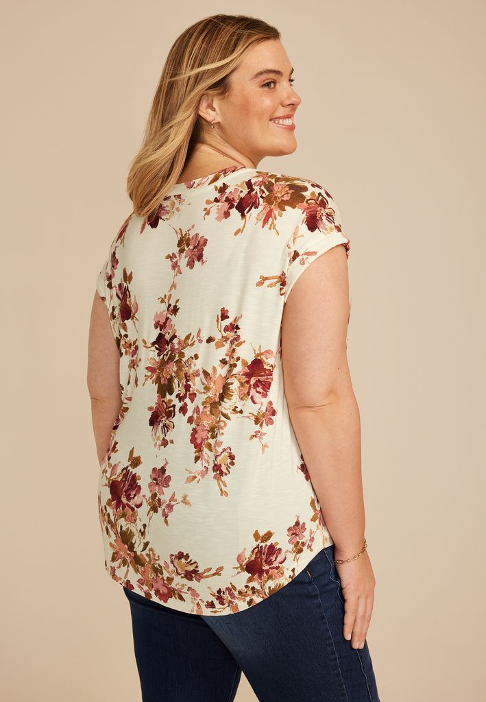 Plus Size 24/7 Berkley Floral V Neck Tee - Image 2