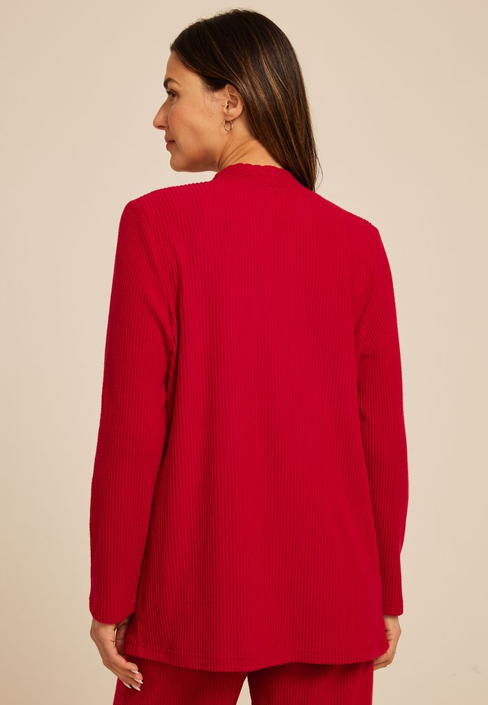 Cozy Ribbed Open Front Cardigan - Image 2