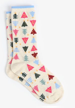 Colorful Festive Trees Crew Socks