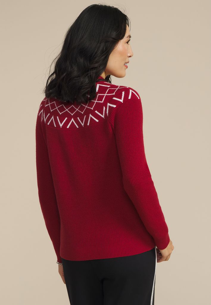 Red Fair Isle Mock Neck Sweater - Image 2
