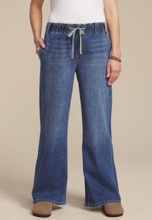 m jeans by maurices&trade; Dark Soft High Rise Pull On Wide Leg Jean
