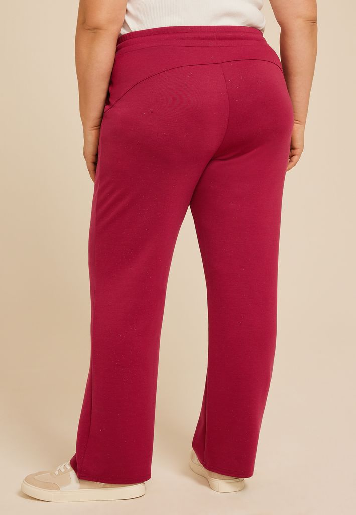 Plus Size Sparkle Scuba Knit Wide Leg Sweatpants - Image 2