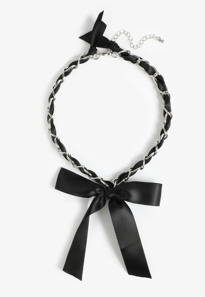 Black Ribbon Bow Necklace - Image 2