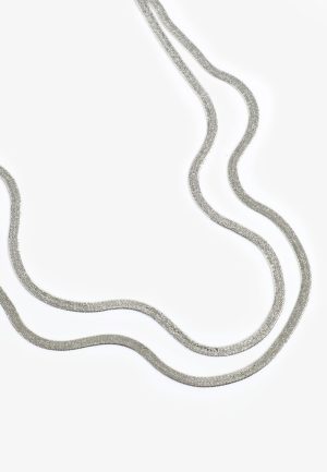 Silver Sparkle Double Snake Chain Necklace