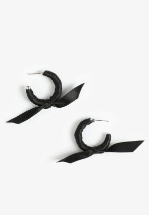 Black Ribbon Wrapped Hoop Earrings?