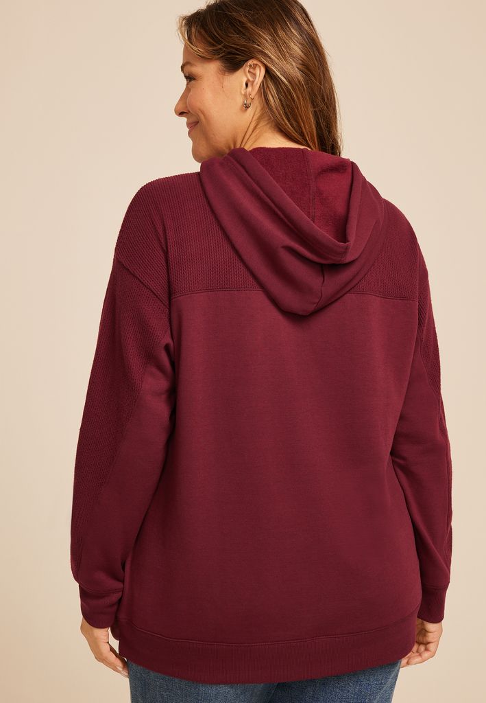 Plus Size Homeward Knit Trim Hoodie - Image 2