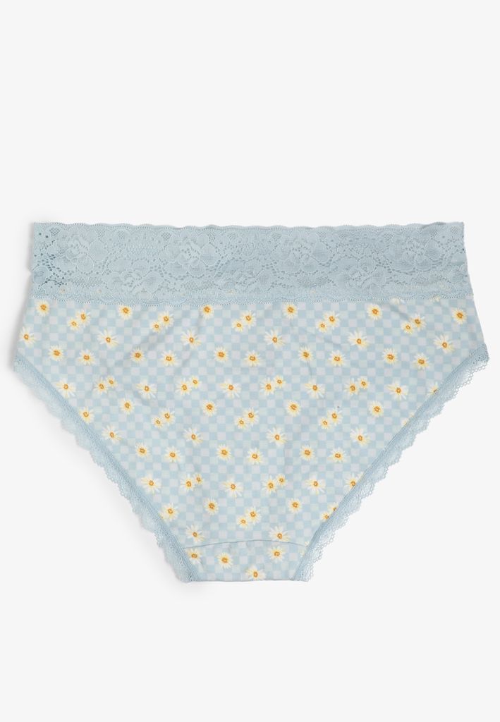 Simply Comfy Cotton Floral Gingham Hipster Panty - Image 2