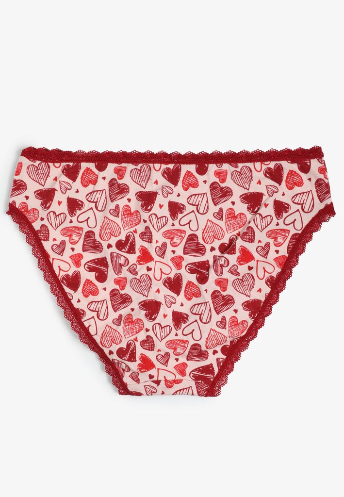 Simply Comfy Cotton Sketched Heart Print Bikini Panty - Image 2