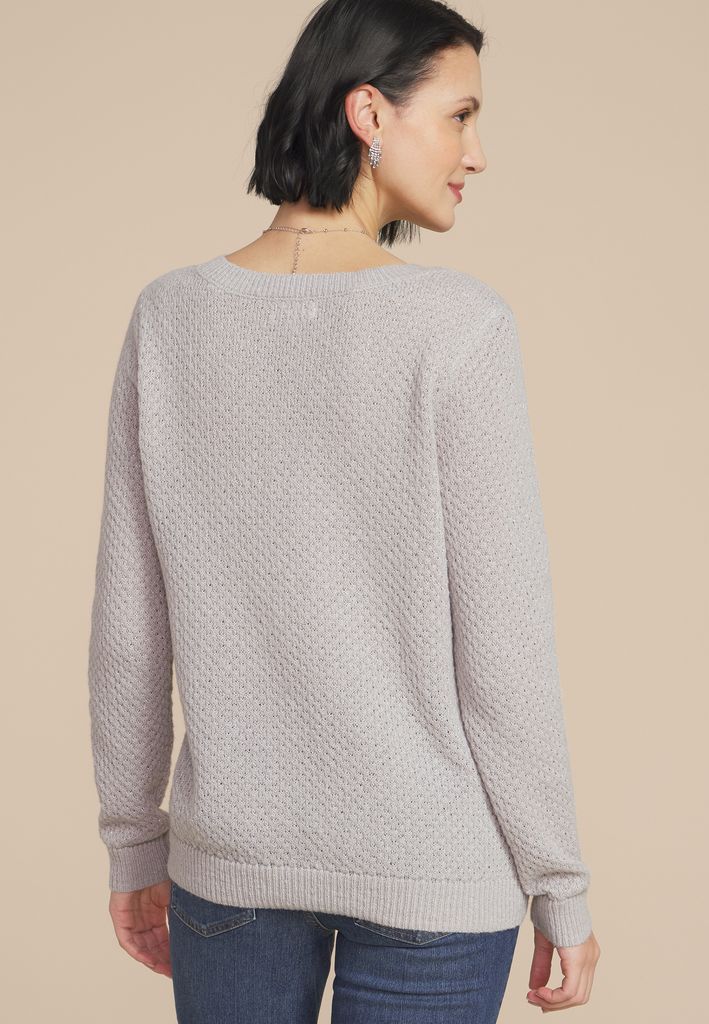 Metallic V Neck Sweater - Image 2