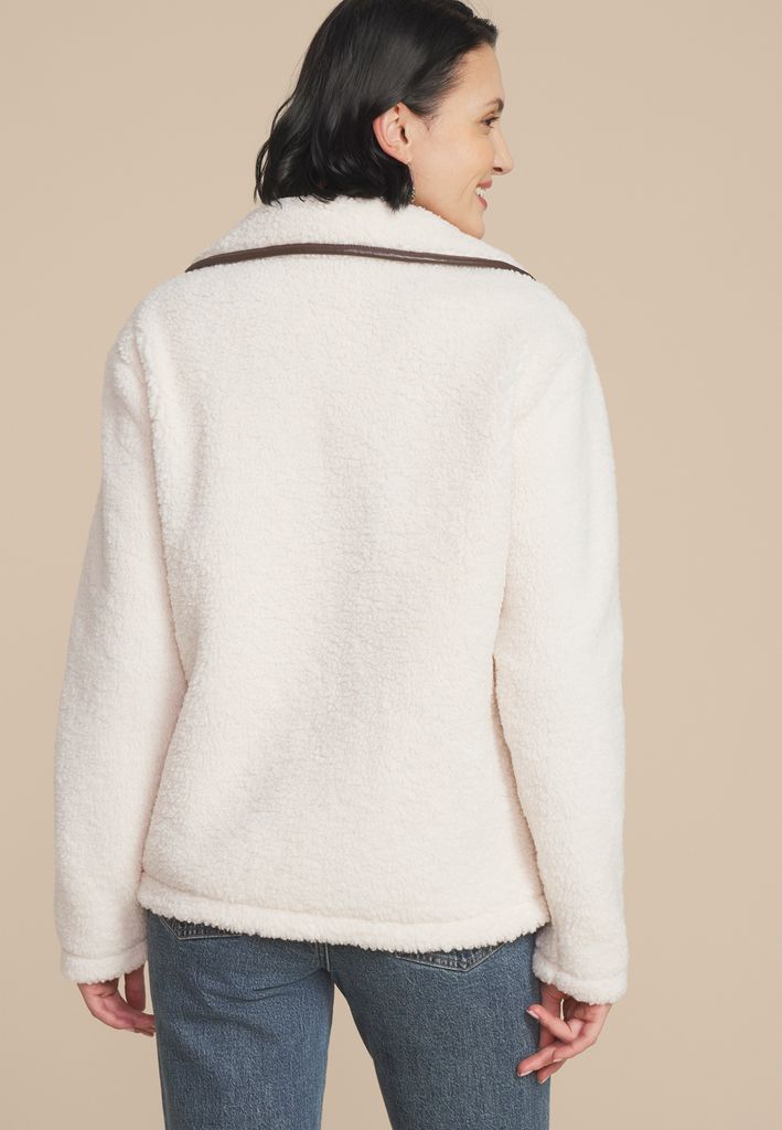 Sherpa Faux Leather Trim Jacket - Image 2