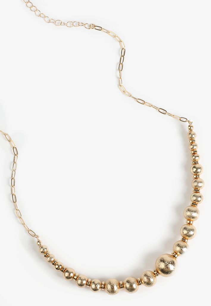Gold Textured Beaded Necklace