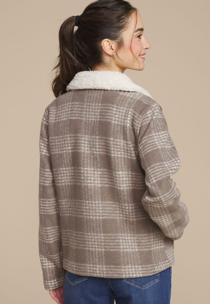 Plaid Sherpa Collar Jacket - Image 2