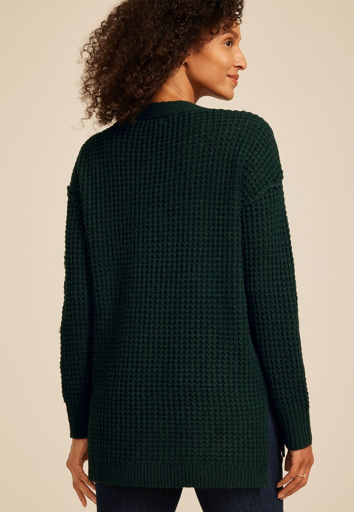 Oversized Waffle Henley Sweater - Image 2