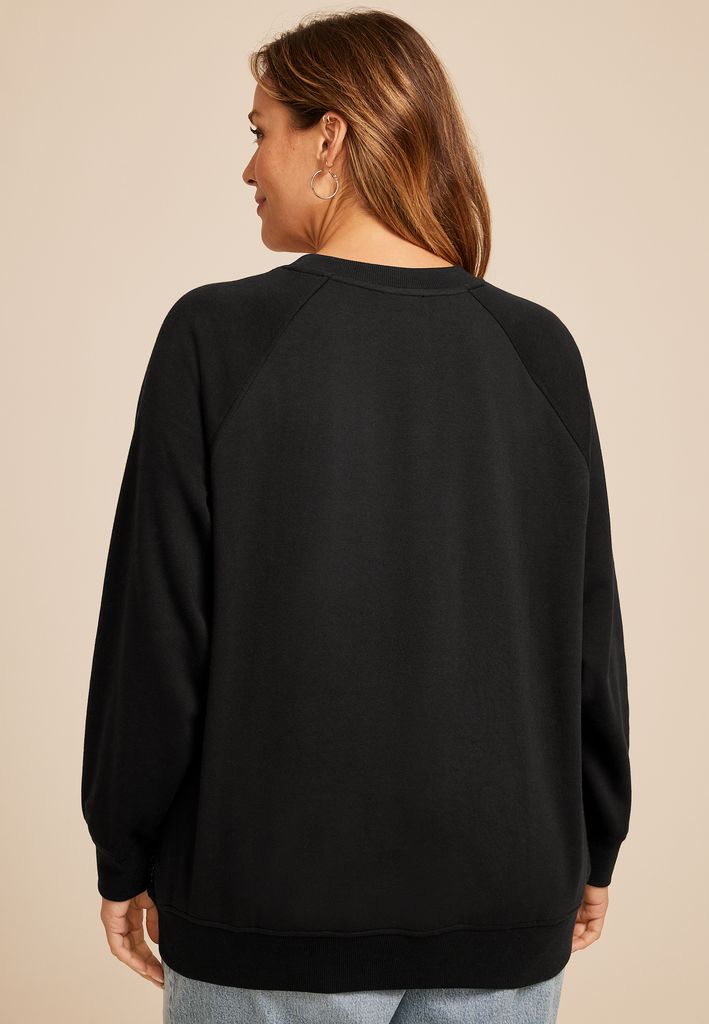 Plus Size Studio Y Black Shimmer Tunic Sweatshirt - Image 2