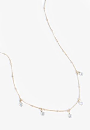 Gold Clear Gemstone Drops Necklace