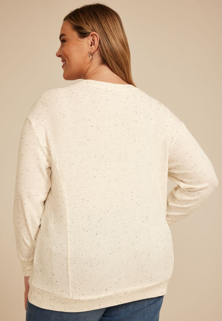 Plus Size 24/7 Hacci Speckled Long Sleeve Tee - Image 2