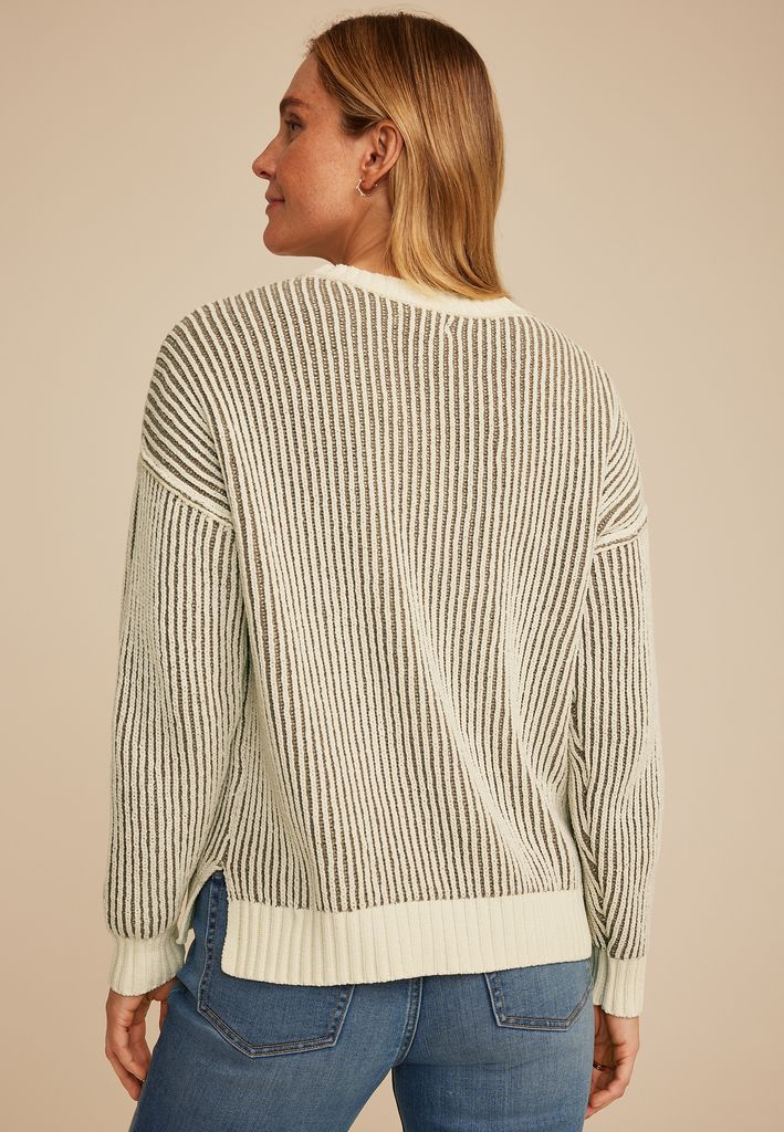 Neutral Plaited Striped Sweater - Image 2