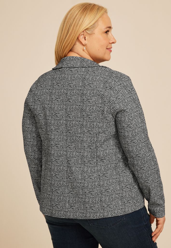 Plus Size Faux Tweed Blazer - Image 2