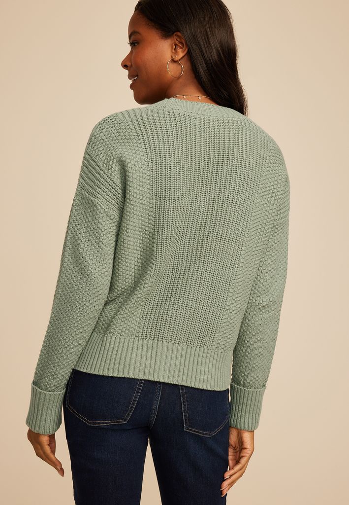 Mixed Stitch Button Front Cardigan - Image 2