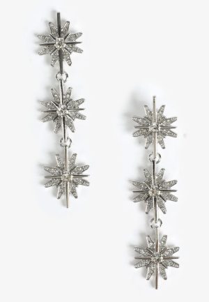 Silver Celestial Star Drop Earrings