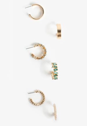 3 Pack Gold Earring Set