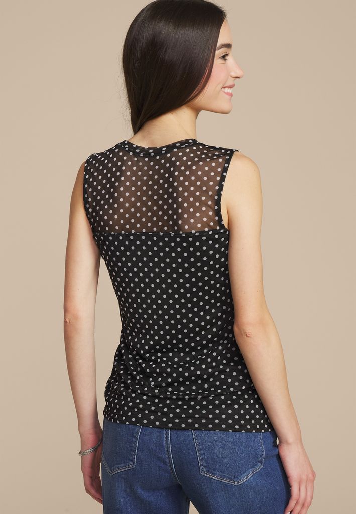 Polka Dot Mesh Tank Top - Image 2
