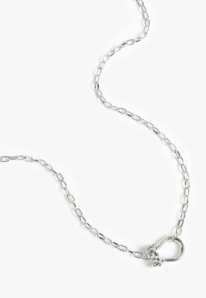 Silver Chain Lock Necklace